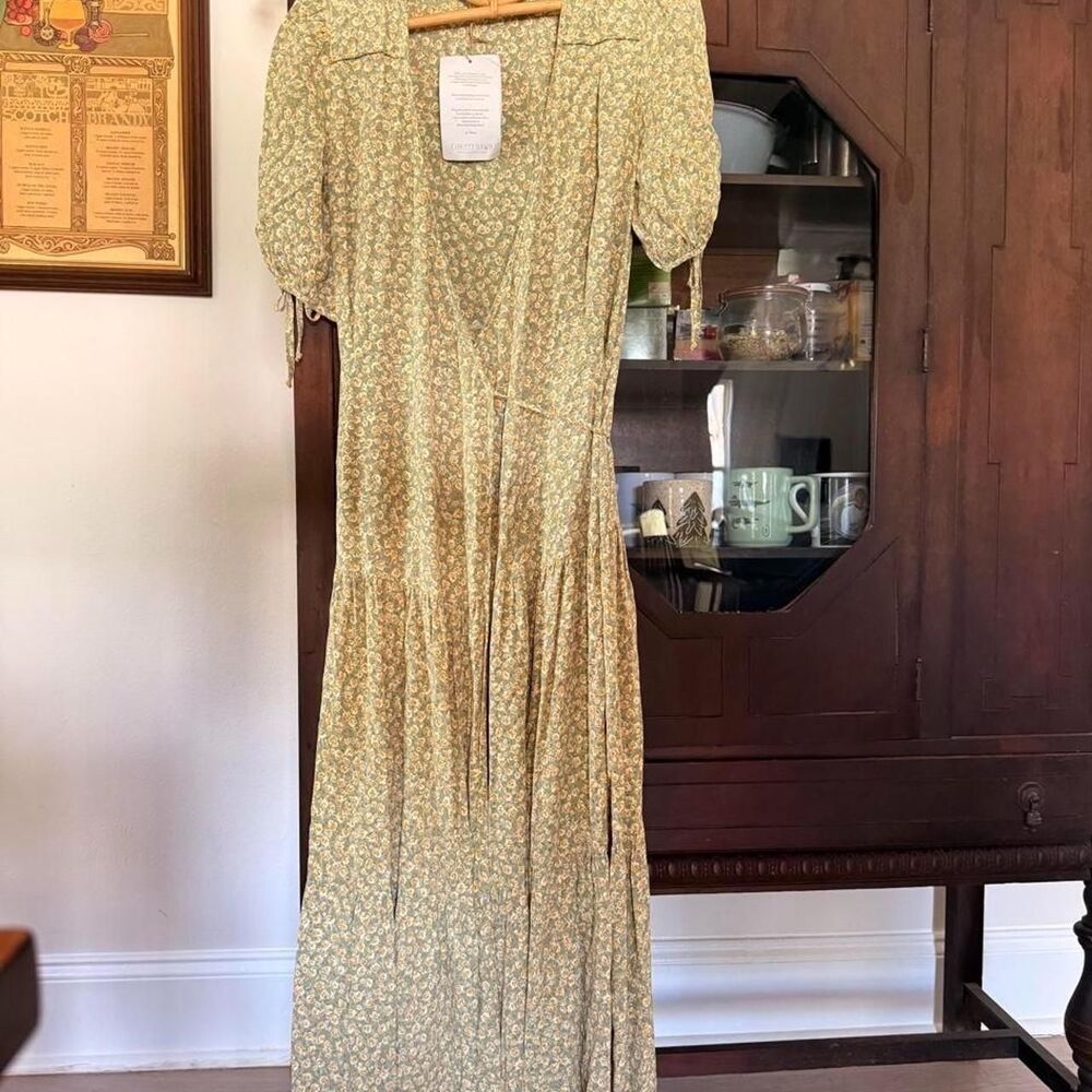 Christy-dawn Women's Green and Gold Dress